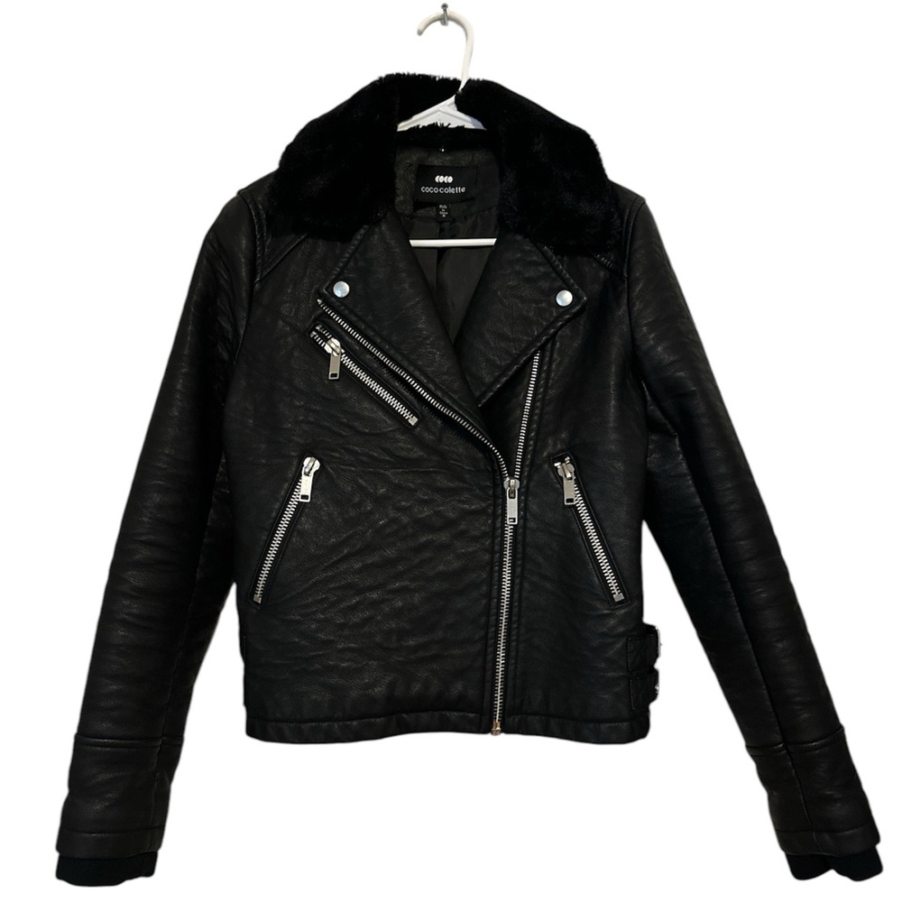 Coco Colette Black Leather Biker Jacket. Size M.